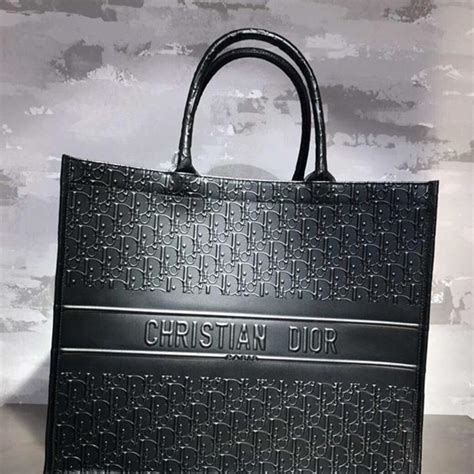 christian dior black leather tote.